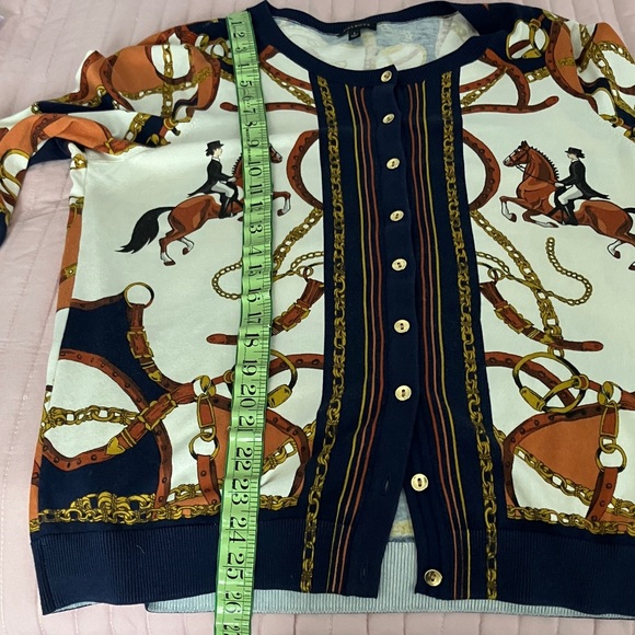 Talbots horse equestrian dressage cardigan sweater EUC L - Picture 10 of 11
